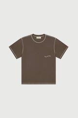 WORDMARK REVERSE STITCHED T-SHIRT - BROWN