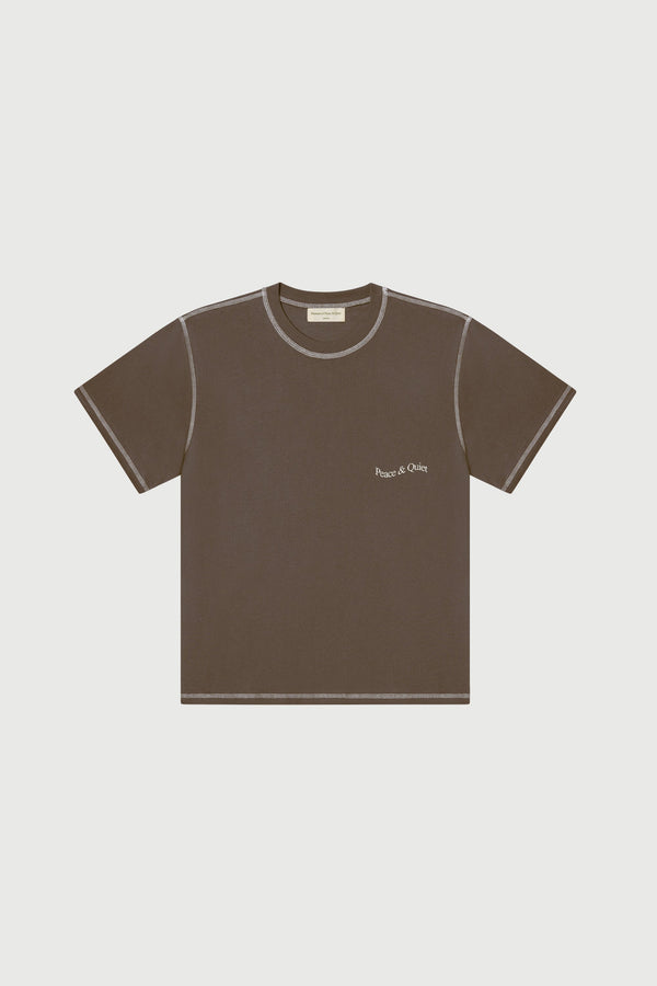 WORDMARK REVERSE STITCHED T-SHIRT - BROWN