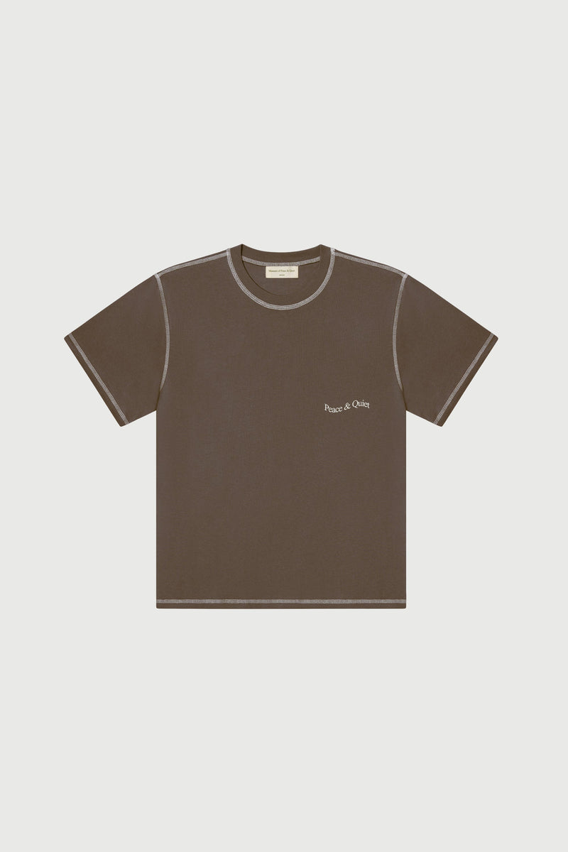 WORDMARK REVERSE STITCHED T-SHIRT - BROWN