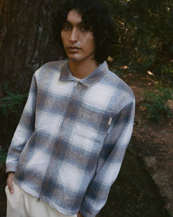 WORDMARK ZIP SHIRT - SLATE