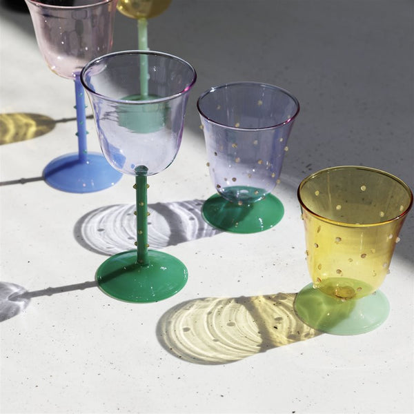 Water glass dot purple set of 2