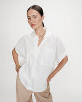 Wide cotton blouse short sleeves ivoire Versigny