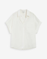 Wide cotton blouse short sleeves ivoire Versigny