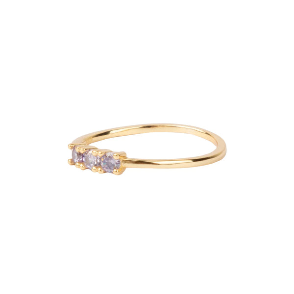 Jolie Ring Goldplated Sterling Silver Bar Amethyst