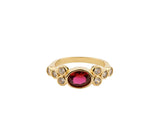 Oasis Goldplated Ring Zirconia Big Ellips Red