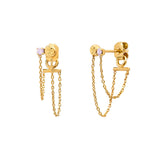 CHAIN EARRINGS ZEPHYR : ROSE WATER OPAL