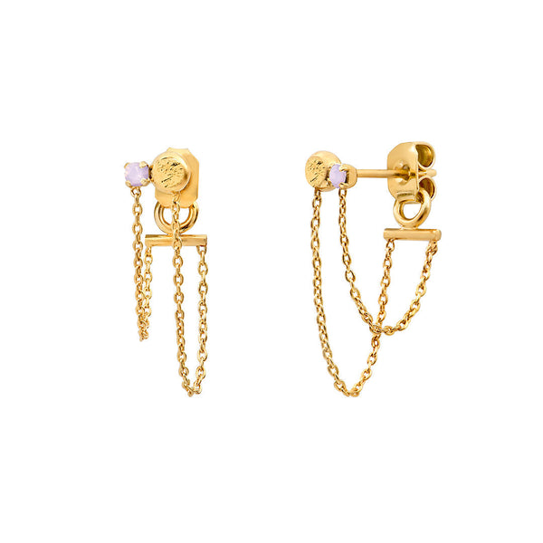 CHAIN EARRINGS ZEPHYR : ROSE WATER OPAL