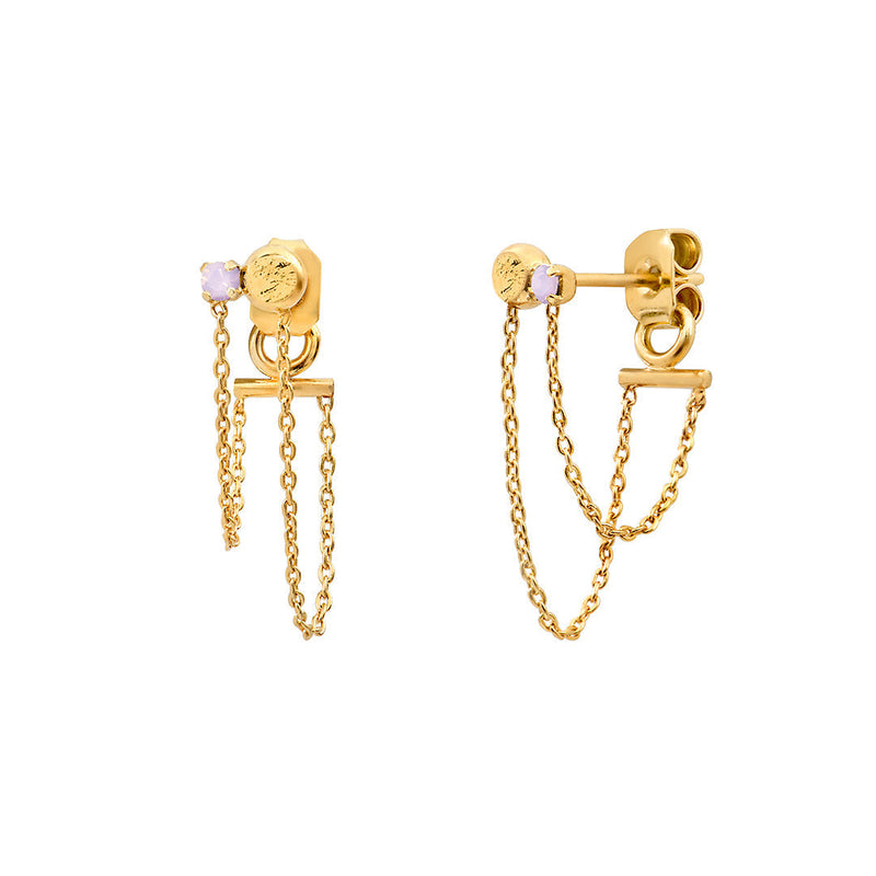 CHAIN EARRINGS ZEPHYR : ROSE WATER OPAL