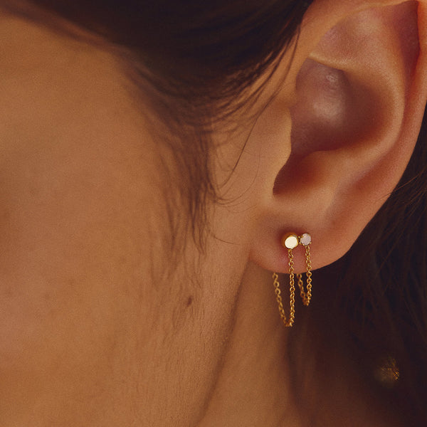 CHAIN EARRINGS ZEPHYR : ROSE WATER OPAL