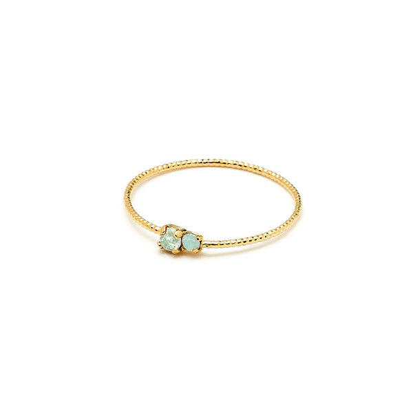 RING DOUBLE RHINESTONES TRESORS : CHRYSOLITE/PACIFIC OPAL