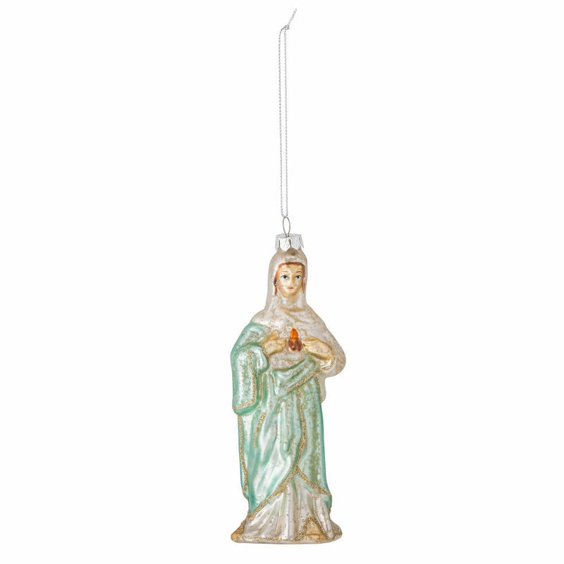 BLOOMINGVILLE Madonna Ornament Green Glass