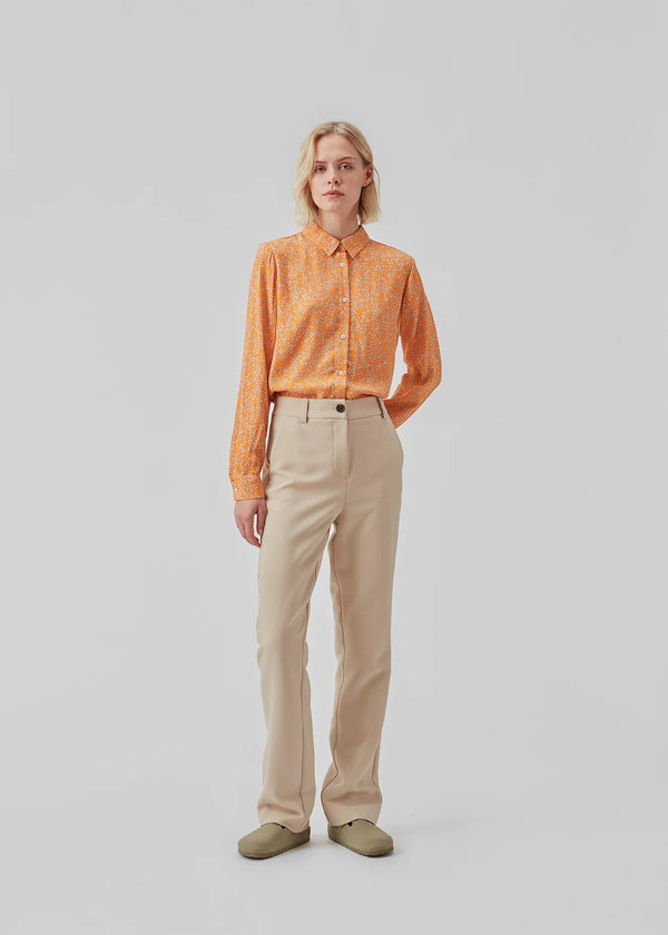 CorinnaMD print shirt - Vibrant Orange Flower Leaf