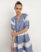DRESS SHORT ALL OVER OLD PUFFY SLEEVE - WHITE BLUE_2