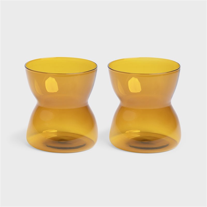 Glass totem amber set of 2 