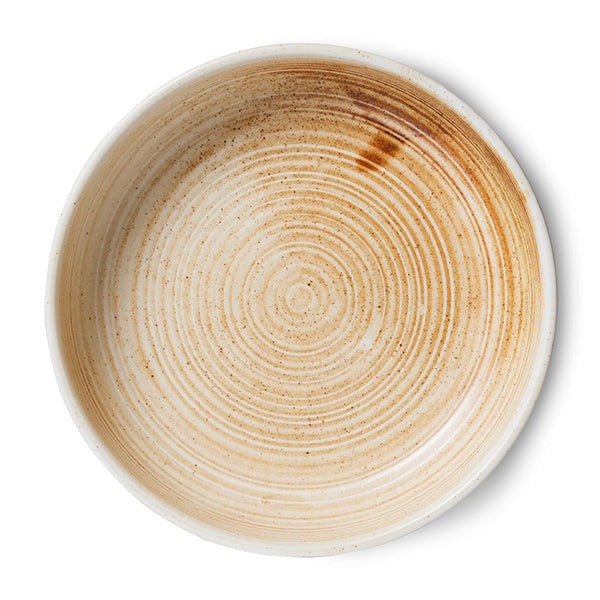 HKLiving Chef ceramics deep plate L rustic cream brown
