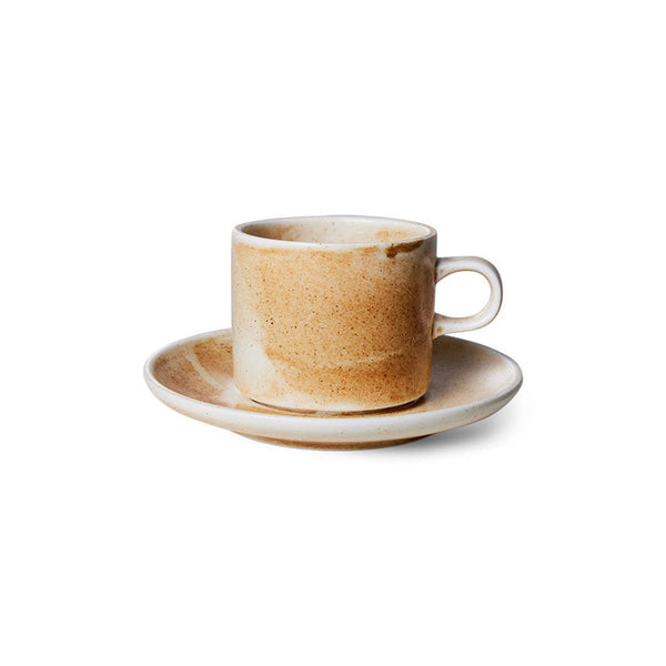 HKLiving Chef ceramics cup and saucer rustic cream brown