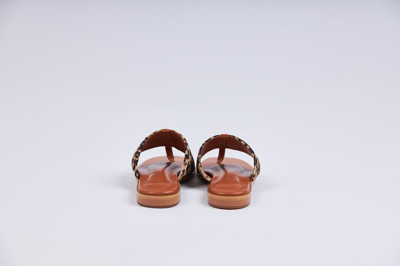 Plisse Thong Sandals Brown
