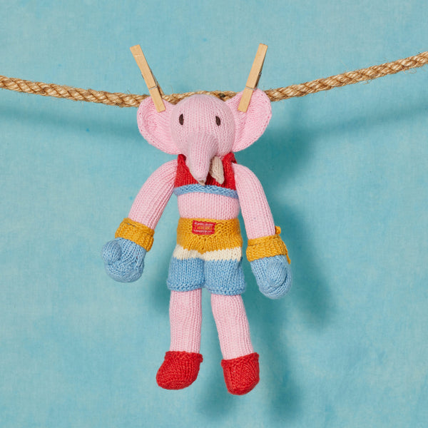 KNITTED DOLL - NAKED DARK PINK ELEPHANT & RED BLUE BOXER_2