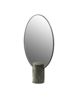 Oval Mirror with Marble Base - Dark Green