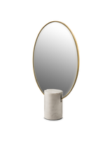 Oval Mirror with Marble Base - White
