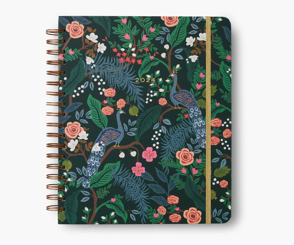 Rifle Paper Co. 2024 Peacock 17-Month Hardcover Spiral Planner