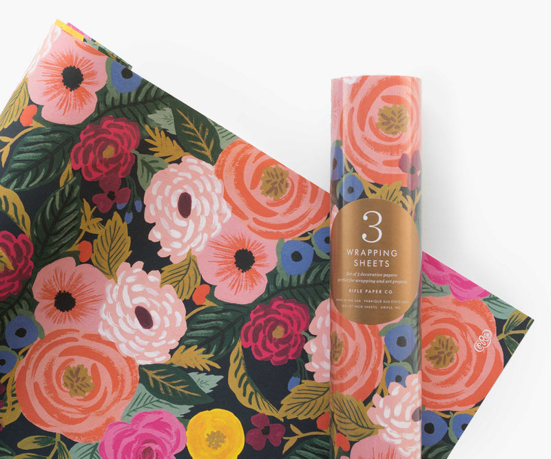Rifle Paper Co. Roll of 3 Wrapping Sheets Juliet Rose
