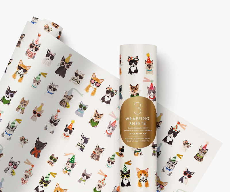 Rifle Paper Co. Roll of 3 Cool Cats Wrapping Sheets