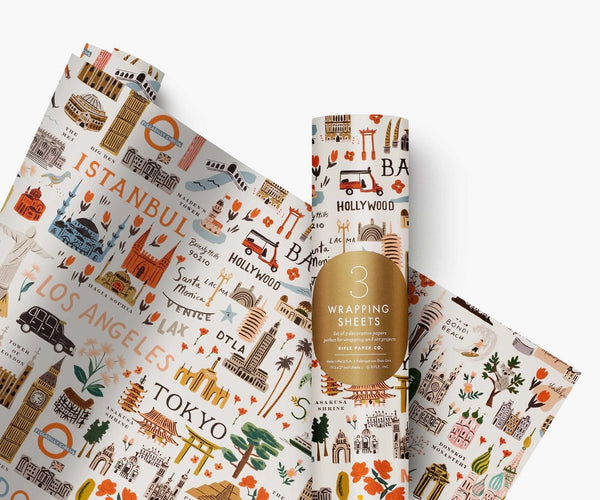 Rifle Paper Co. Roll of 3 Bon Voyage Wrapping Sheets