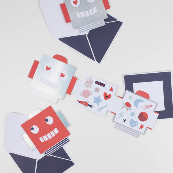 Robot Concertina Valentine Stickers 