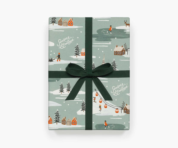 Roll of 3 Holiday Snow Scene Wrapping Sheets