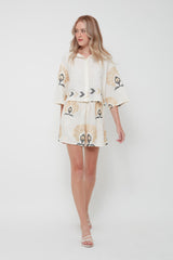 SHIRT MINI PEACOCKS S/S - NATURAL GOLD