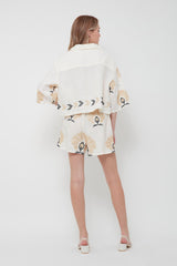 SHIRT MINI PEACOCKS S/S - NATURAL GOLD