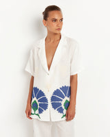 SHIRT PEACOCK - WHITE & GREEN BLUE