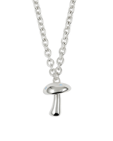 Stoned Shroom Pendant Chain Necklace - Silver