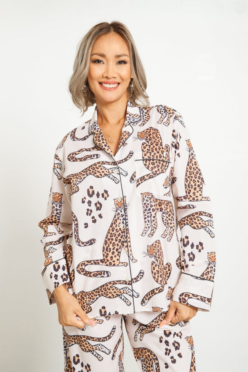 THE LUXE SHIRT - BIG LEOPARD - CREME
