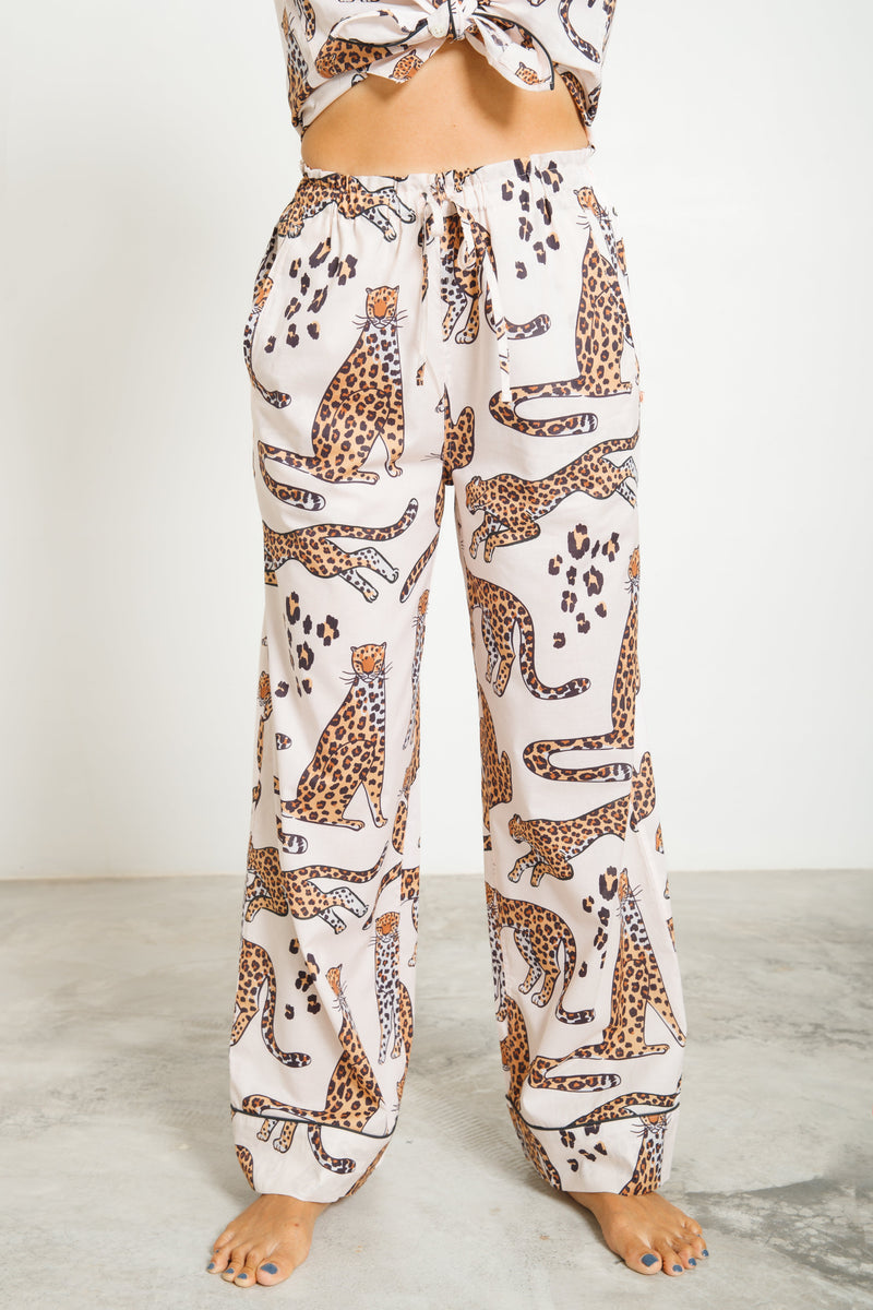 THE LUXE TROUSER - BIG LEOPARD - CREME