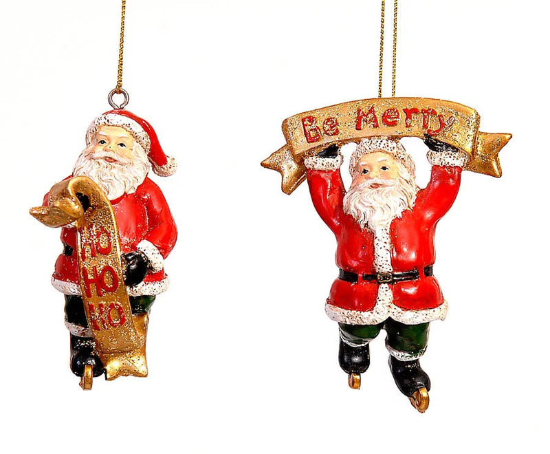 VETUR BV 8cm Hanging Santa orn be merry & hohoho