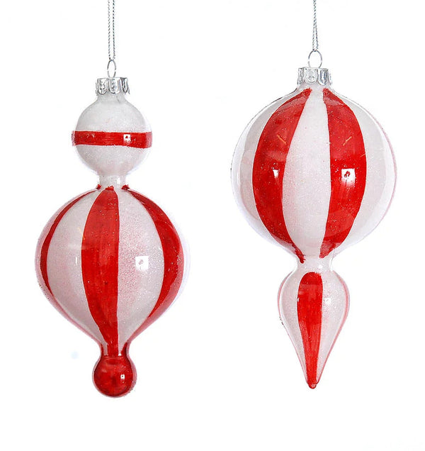 VETUR BV 17cm Glass red/white finial ornament