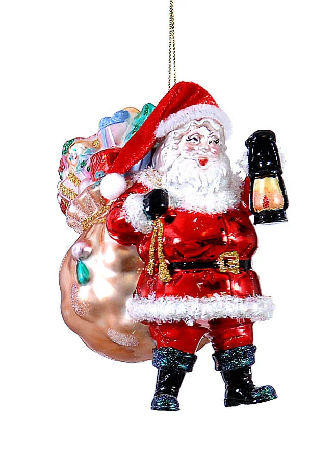 VETUR BV 14cm Glass Santa with gift