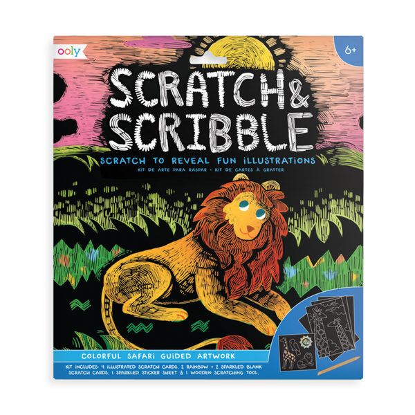 OOLY Colorful Safari Scratch and Scribble Scratch Art