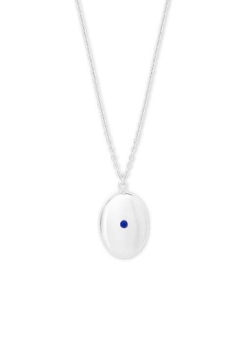 Anya Locket Necklace - Blue Sapphire 24"