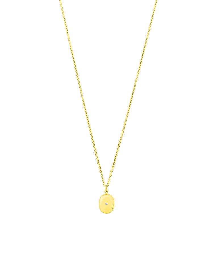 Baby Diamond Locket Necklace - Gold  21"