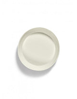 SERVING PLATE S WHITE SWIRL-STRIPES BLUE FEAST